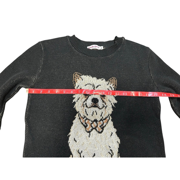 Women's Sweater Hound Black White Dog Crew Neck Sweater S - Picture 4 of 6